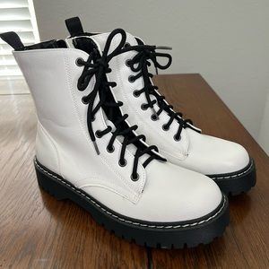 White Combat Boots